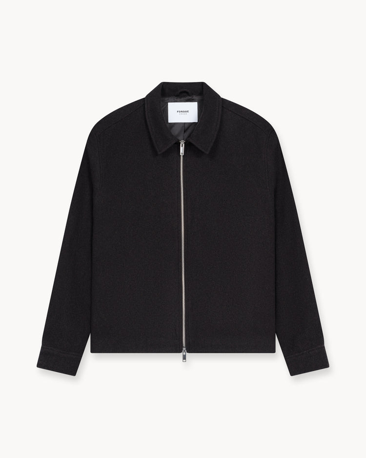 Wool Harrington Jacket (Dark Brown)