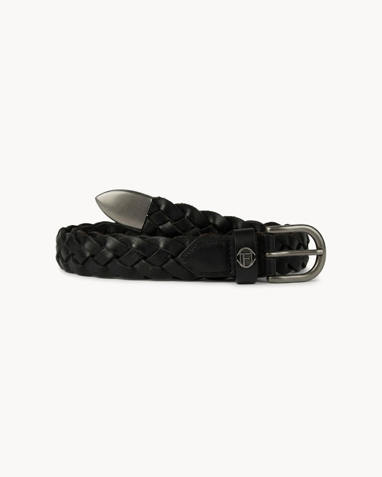 Woven Reversed Leather Belt (Black)